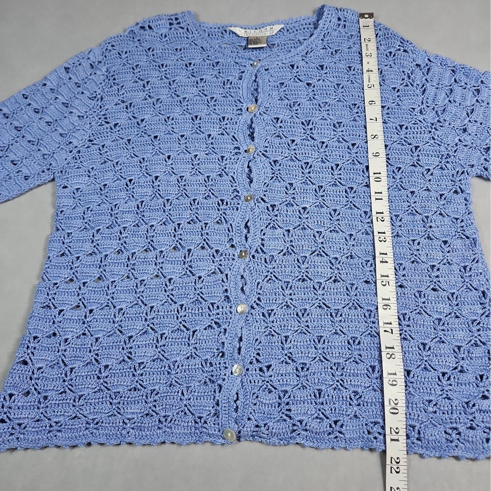 John Paul Richard Womens Blue Open Knit Button Front Cardigan Size Large - Picture 8 of 8